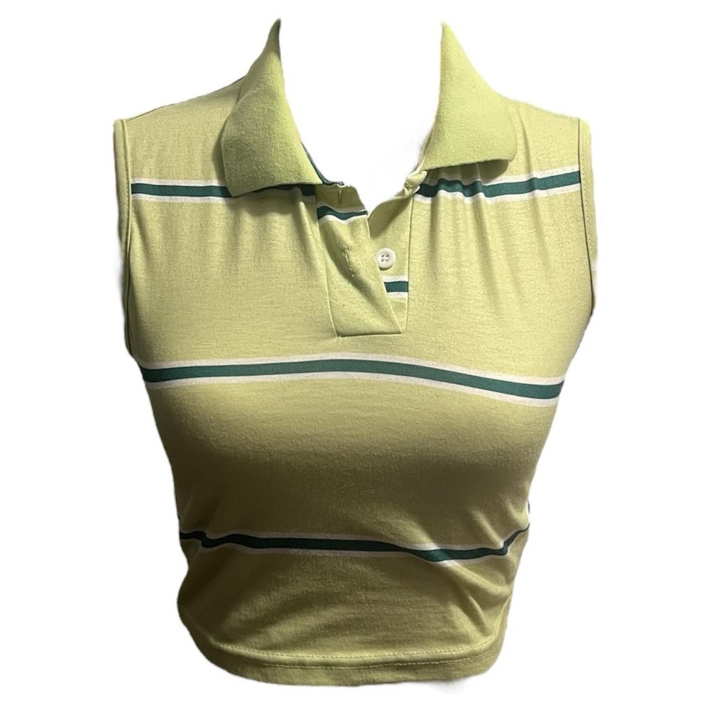 SHEIN Green Striped Sleeveless Crop Top